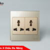 Ổ Cắm Đôi 3 Chấu Mặt Kính Cường Lực Tenko TK-V18-050 Màu Vàng – Giải Pháp Điều Khiển Điện Hiện Đại, Bền Bỉ