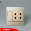 Ổ Cắm 2 Chấu + Công Tắc Mặt Kính Cường Lực Tenko TK-V18-025 Màu Vàng – Giải Pháp Điều Khiển Điện Hiện Đại, Bền Bỉ