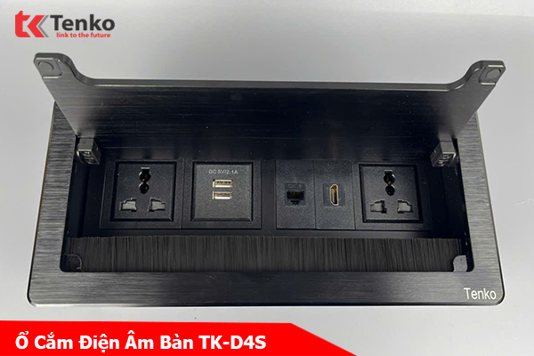 Ổ Cắm Âm Bàn Hợp Kim Nhôm Tenko TK-D4S-03 Đen