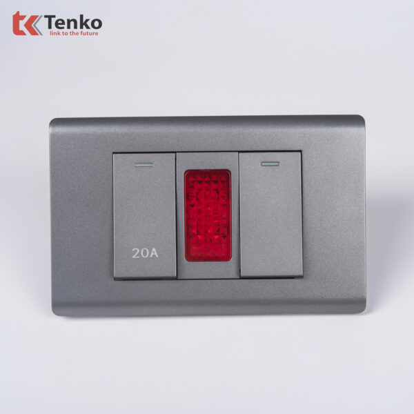 Công Tắc Điện 20A Công Suất Cao Cho Nóng lạnh Và Điều Hòa Cao Cấp TENKO TK-C25-081 – Mặt Nhựa PC Xám