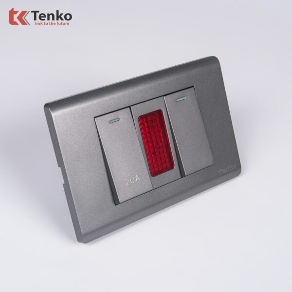 Công Tắc Điện 20A Công Suất Cao Cho Nóng lạnh Và Điều Hòa Cao Cấp TENKO TK-C25-081 – Mặt Nhựa PC Xám