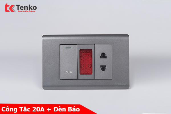 Ổ Cắm Và Công Tắc Điện 20A Công Suất Cao Cho Nóng lạnh Và Điều Hòa Cao Cấp TENKO TK-C25-080 – Mặt Nhựa PC Xám